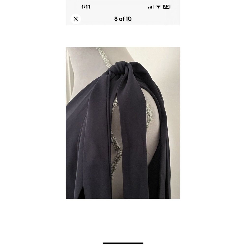 AMYLYNN Woman Navy Blue One Shoulder Satin Midi Dress~Size M - Picture 7 of 10